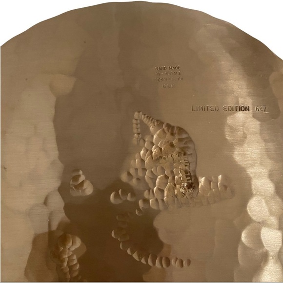 Vtg Solid Bronze Hand-Crafted Bobcat Plate Natale - Picture 5 of 7